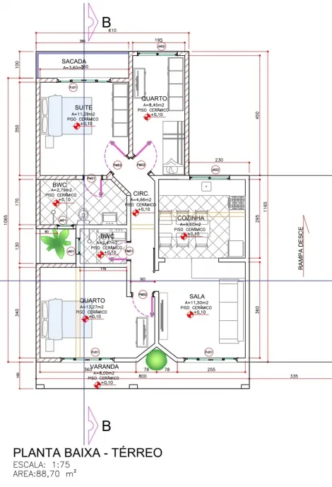 casa com 2 quartos com suite em Uvaranas